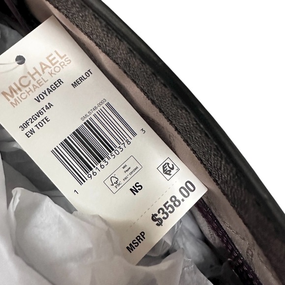 Michael Kors Voyager East/West Tote Bag Purse Merlot Signature Logo NWT - Picture 12 of 14